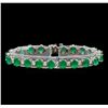 Image 1 : 14KT White Gold 15.83 ctw Emerald and Diamond Bracelet