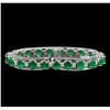 Image 2 : 14KT White Gold 15.83 ctw Emerald and Diamond Bracelet