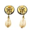Image 2 : Chanel Black Gold CC Dangle Pearl Earrings
