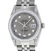 Image 1 : Rolex Mens Stainless Steel Slate Grey Lugs & Diamond Bezel Datejust Wristwatch