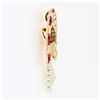 Image 5 : Retro Vintage 14k Gold Citrine Flower Red Stone Pearl Bow Ribbon Brooch Pendant