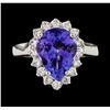 Image 2 : 3.84 ctw Tanzanite and Diamond Ring - 14KT White Gold