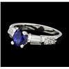 Image 1 : 1.00 ctw Sapphire and Diamond Ring - 18KT White Gold