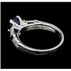 Image 3 : 1.00 ctw Sapphire and Diamond Ring - 18KT White Gold