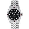 Image 2 : Rolex Mens Stainless Steel Black Diamond Lugs & Ruby Datejust Wristwatch