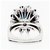 Image 7 : Vintage 18k White Gold 3.15 ctw Oval Sapphire Round Diamond Tiered Cluster Ring