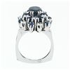 Image 8 : Vintage 18k White Gold 3.15 ctw Oval Sapphire Round Diamond Tiered Cluster Ring