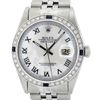 Image 1 : Rolex Mens Stainless Steel MOP Roman 36MM Diamond & Sapphire Datejust Wristwatch