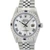 Image 2 : Rolex Mens Stainless Steel MOP Roman 36MM Diamond & Sapphire Datejust Wristwatch