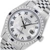 Image 3 : Rolex Mens Stainless Steel MOP Roman 36MM Diamond & Sapphire Datejust Wristwatch