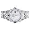 Image 8 : Rolex Mens Stainless Steel MOP Roman 36MM Diamond & Sapphire Datejust Wristwatch