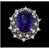 Image 2 : GIA Cert 19.97 ctw Tanzanite and Diamond Ring - 14KT White Gold