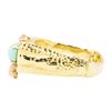 Image 2 : 17.82 ctw Turquoise and Pink Coral Bangle Bracelet - 18KT Yellow Gold