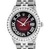 Image 1 : Rolex Mens Stainless Steel 3 ctw Red Vignette Roman Diamond Datejust Wristwatch