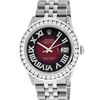 Image 2 : Rolex Mens Stainless Steel 3 ctw Red Vignette Roman Diamond Datejust Wristwatch