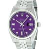 Image 2 : Rolex Mens Stainless Purple Diamond 36MM Datejust Oyster Perpetual Wristwatch