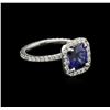 Image 1 : 2.80 ctw Blue Sapphire and Diamond Ring - 14KT White Gold