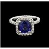 Image 2 : 2.80 ctw Blue Sapphire and Diamond Ring - 14KT White Gold