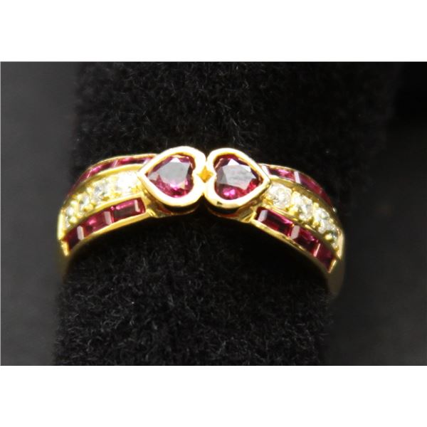 Ladies Diamond and Ruby Ring