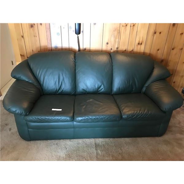 Leather Hunter Green Couch & Love-seat (Like New)