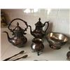 Image 2 : Silver Plate Teapots, Cream & Sugar, Coasters, Bowl & Tongs