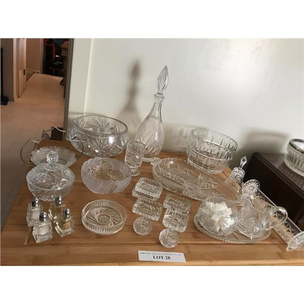Crystal & Glass Decanter, Cream & Sugar,  Dishware, Ashtrays, Bowls, Bell, Salt & Pepper Shakers