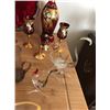 Image 5 : Wine coloured Murano Glass Decanter & Aperitif Glasses ( 1 Broken), Tray, Plates, 2 Rooster Glass Fi