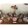 Image 5 : Crystal Decanter & Pitcher, various Bowls, Vases, Candy Dish, Candle Holders (Chipped), & Glasses