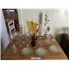 Image 1 : Large Galileo Thermometer, Wine Glasses, Amber Colour Martini Pitcher, Gravy Bowl, Various Plates, B