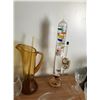 Image 2 : Large Galileo Thermometer, Wine Glasses, Amber Colour Martini Pitcher, Gravy Bowl, Various Plates, B