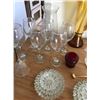 Image 3 : Large Galileo Thermometer, Wine Glasses, Amber Colour Martini Pitcher, Gravy Bowl, Various Plates, B