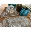 Image 2 : Godinger Glass Mantle Clock, Crystal Serving Dishes, Vintage Teal Candy Dish & Assorted Glass Bowls