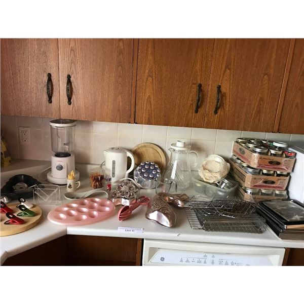 Sunbean Blender, Electric Kettle, Pitcher, Canning Supplies, Cookie Racks, Clip Fridge Magnets Tongs