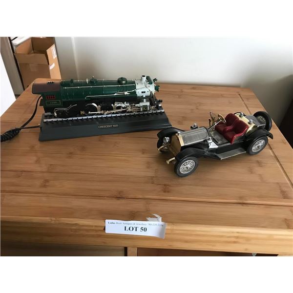 Crescent 1925 Locomotive Push Button Telephone & Schultz Model Car