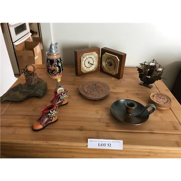 Beer Stein, Quartz Clock & Thermometer, Mountain Ram on Rock, Candle Holder, Trivet, Small Shoe Déco