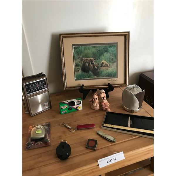 General Electric AM/FM Portable Radio, Fuji Film Disposable Camera, Rolf Cowhide Wallet, Chuck B Fra