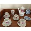 Image 2 : 2 Wedgwood Plates & 3 Ashtrays, Beautiful 17 piece Pink, Blue & Gold Teaset