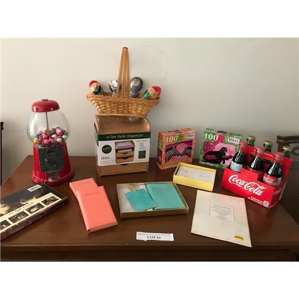 4 Tier Desk Organizer, Bubblegum Machine, Thank-you Cards,Aqua Passport & Luggage Tag Set, Gift Card