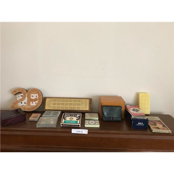 Large Selection of Playing Cards, 3 Crib Boards, 3 Card Holders & Pocket Scrabble