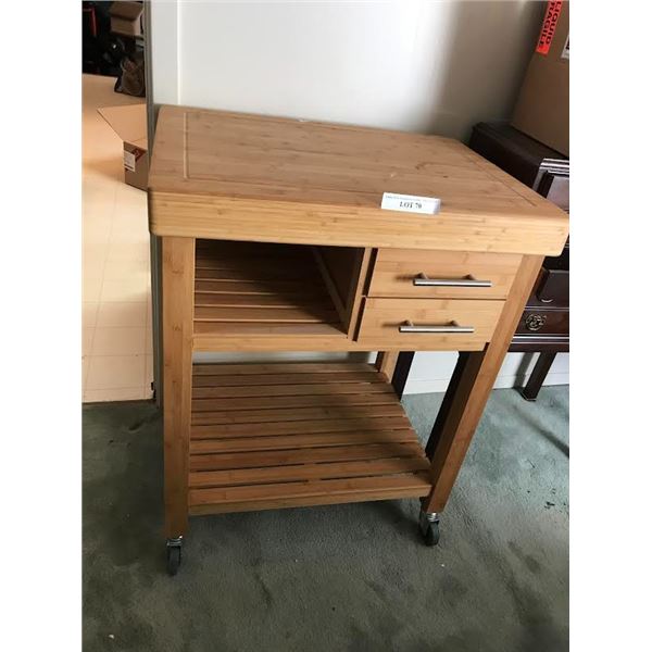 2 Drawer Wood Butcher Block Table