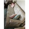 Image 2 : Beautiful Upholstered Couch w Ivory/Peach/Sage Green Fabric 2 4 Decorative Pillows