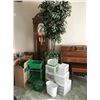 Image 1 : Huge Silk Tree in Large Basket, Variety of Plastic Storage Containers & Food Scraps Pail