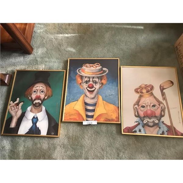 3 Red Skelton Clown Prints
