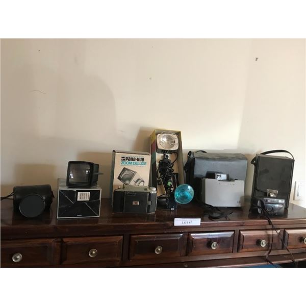 Nikon One Touch 100 Camera, 315 Polaroid Camera w Bag, Yashikor Telephoto Lens 1:4 1 Wide Angle, Syl