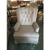 Image 1 : Peach Upholstered Chair, some cleaning required
