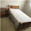 Image 1 : 2 Wood Twin Beds (Only 1 in Photo), End Table, 6 Drawer Dresser & Dresser w Mirror & Wooden Chair