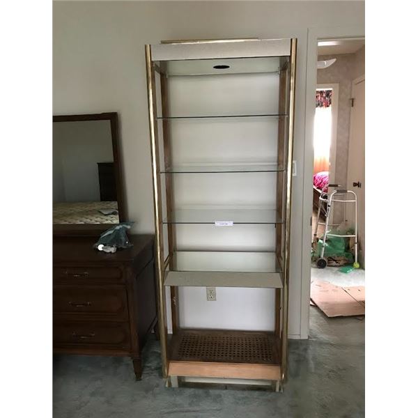 2 Wood Brass & Glass Light up Étagère's