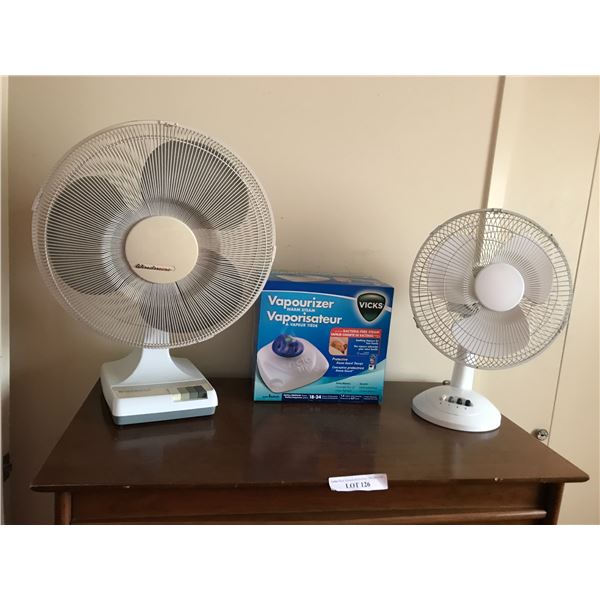 Vicks Warm Steam Vaporizer & 2 Fans