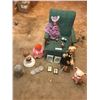 Image 1 : Upholstered children's rocking chair, 2 dolls, raggedy ann cooking jar, handmade figure skater, cera