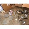 Image 1 : Eaton crystal Hungarian bowl, 3 pickle dishes, set of 3 heart boxes, Love blooms forever vase, Lagos